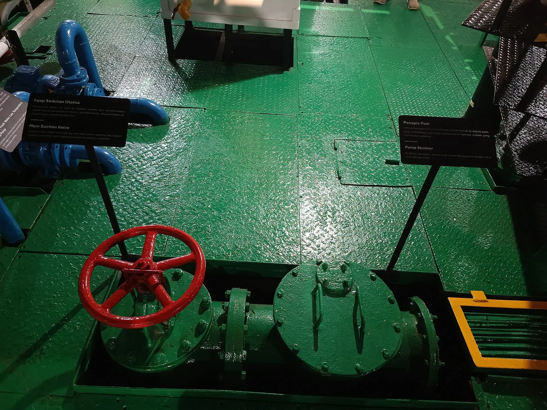 Valve station on a ship deck system